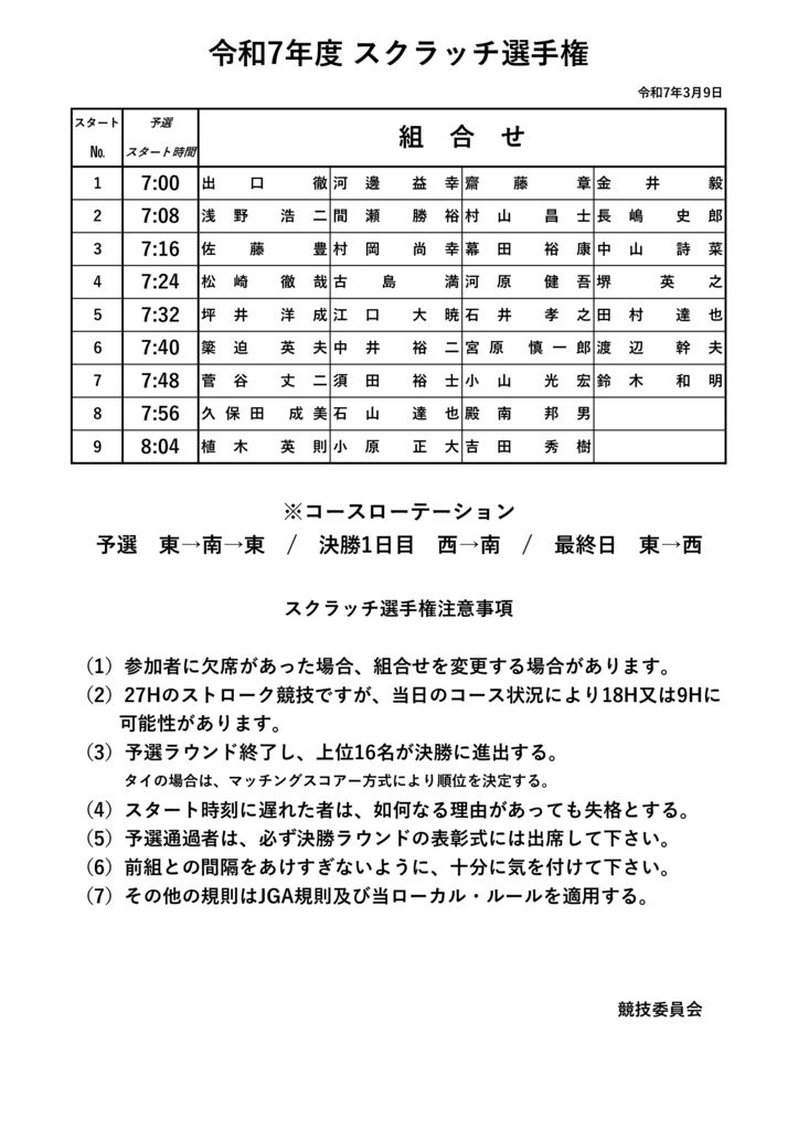 2025スクラッチ選手権組合せのサムネイル